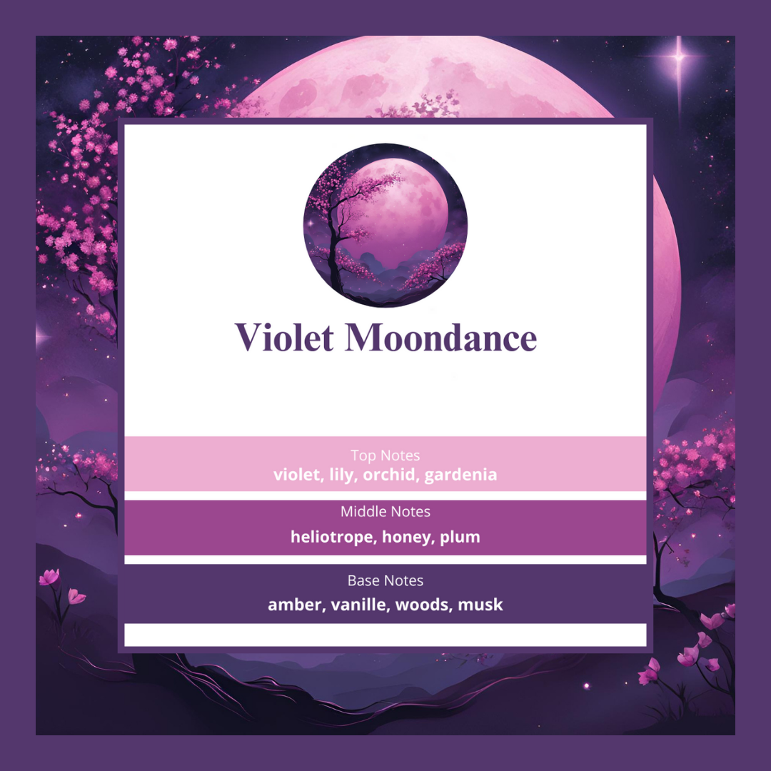 Violet Moondance waxmelts – violet, lelie, orchidee, honing & muskus – www.degeurboetiek.com