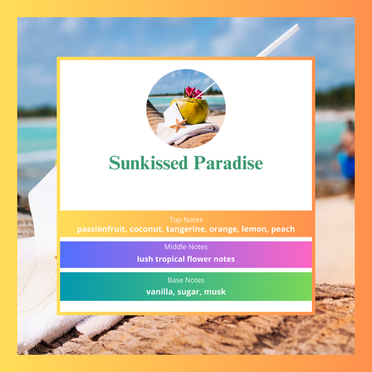 Sunkissed Paradise waxmelts – passievrucht, perzik, kokos, citrus & musk – www.degeurboetiek.com