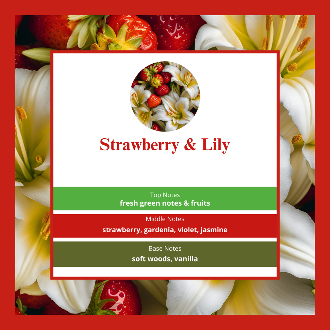 Strawberry & Lily waxmelts – aardbei, gardenia, jasmijn & vanille – www.degeurboetiek.com