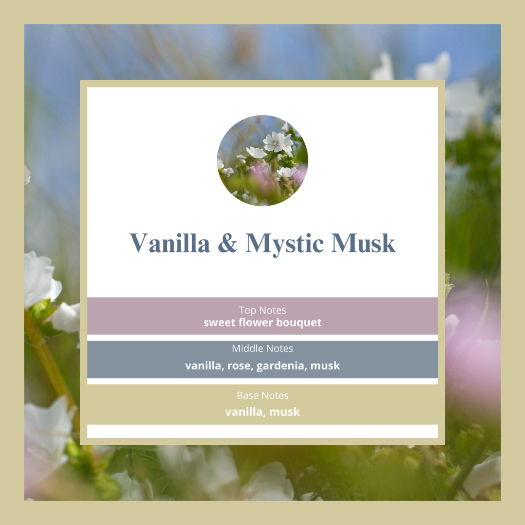 Vanilla & Mystic Musk waxmelts – vanille, muskus, roos, gardenia & zoete bloemen – www.degeurboetiek.com