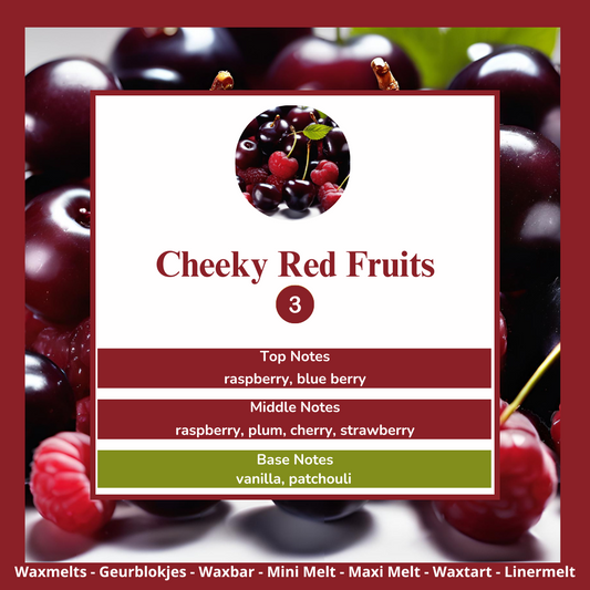 Cheeky Red Fruits waxmelts – bosvruchten, framboos, pruim, kers & vanille – www.degeurboetiek.com