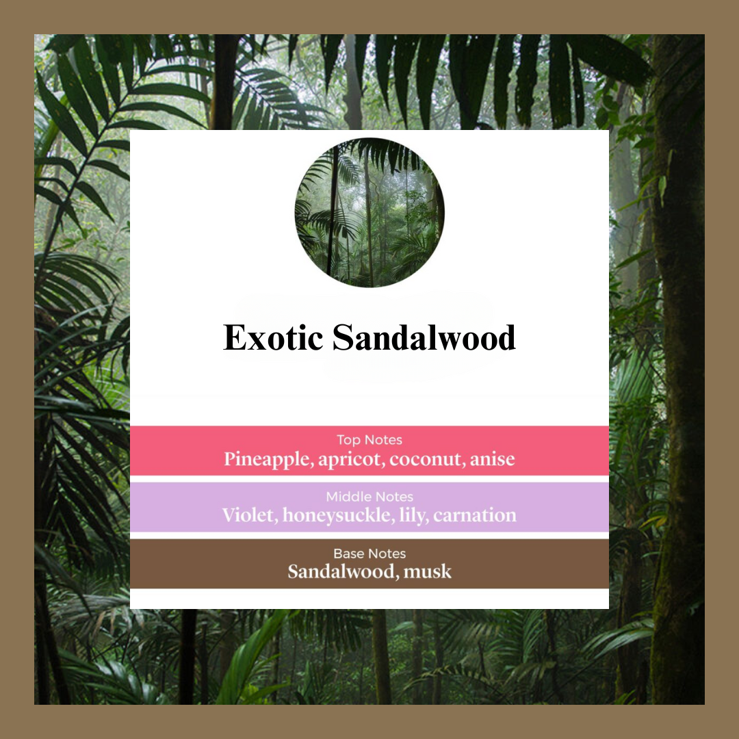 Exotic Sandalwood waxmelts – sandelhout, fruitigheid en houtgeuren geurblokjes www.degeurboetiek.com