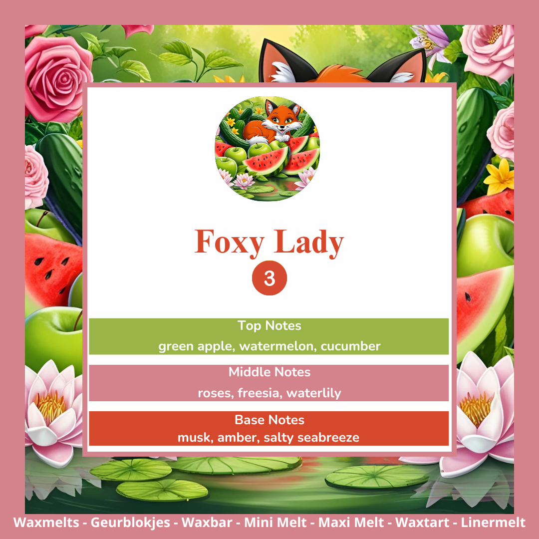 Foxy Lady waxmelts – bloemig en fruitig – www.degeurboetiek.com