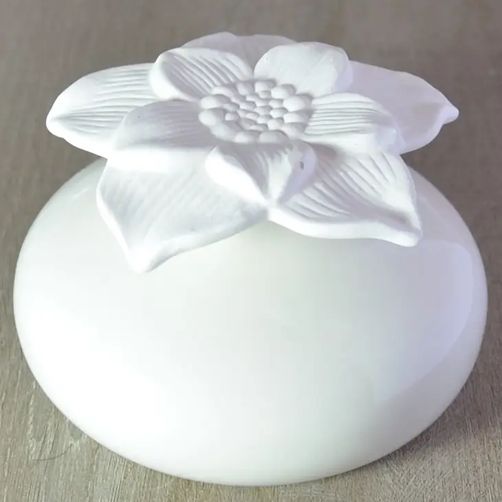 Capillaire diffuser bloem met lont in keramieken geurpotje