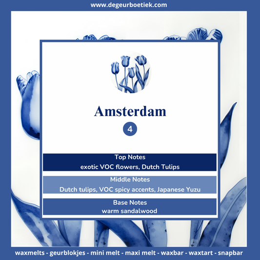 Amsterdam waxmelts – tulpen, VOC-bloemen, Japanse yuzu & sandelhout – www.degeurboetiek.com