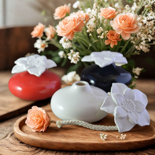 Diffuserbloem set - nu met 3 flesjes geurolie GRATIS!