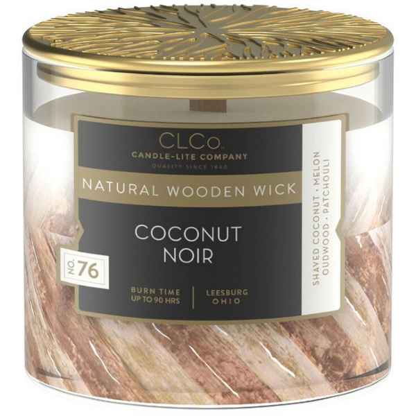 CL&Co luxe geurkaars met houten lont - 396gr. - Coconut Noir