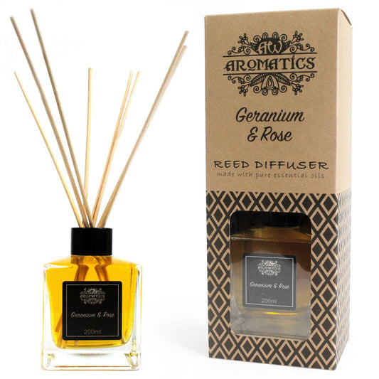 Reed diffuser met pure essentiële geurolie - Geranium & Rose