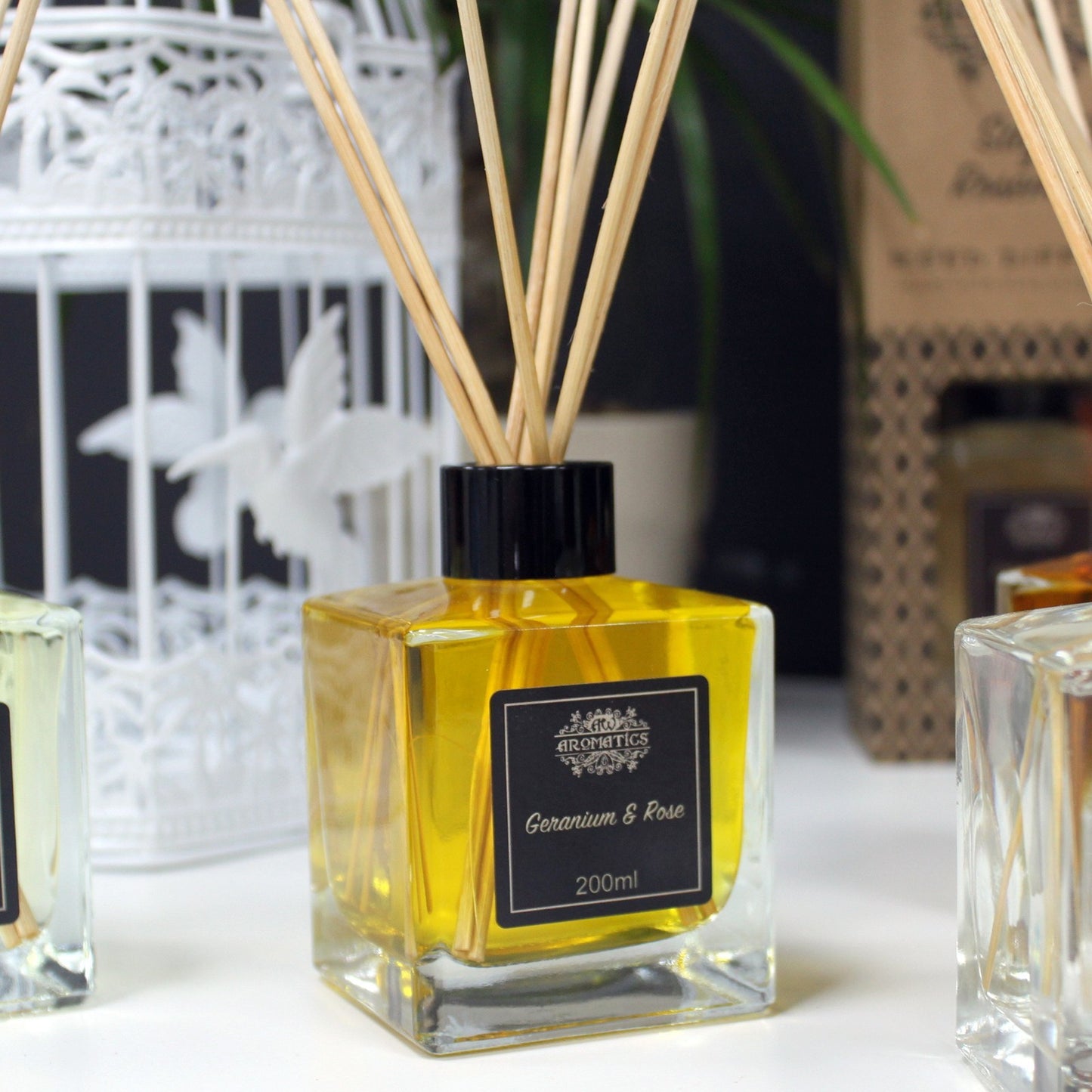 Reed diffuser met pure essentiële geurolie - Geranium & Rose