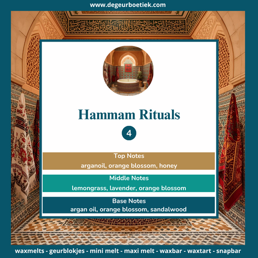 Hammam Rituals waxmelts – eucalyptus, rozenwater en hout geuren geurblokjes www.degeurboetiek.com