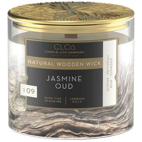 CL&Co luxe geurkaars met houten lont - 396gr. - Jasmine Oudh