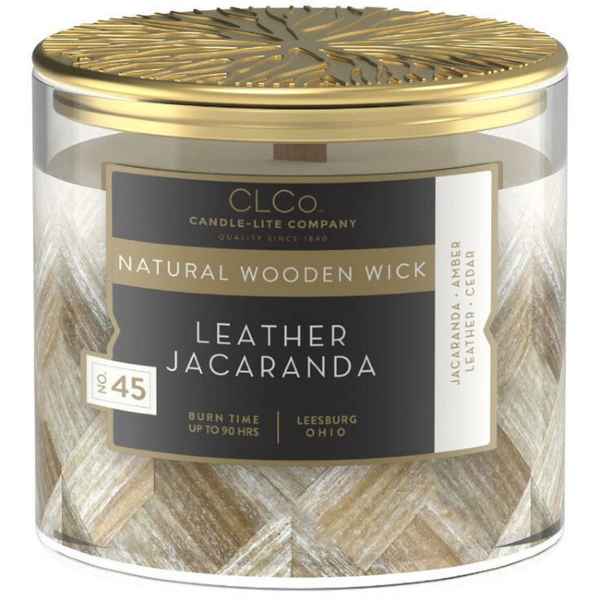 CL&Co luxe geurkaars met houten lont - 396gr. - Leather Jacaranda