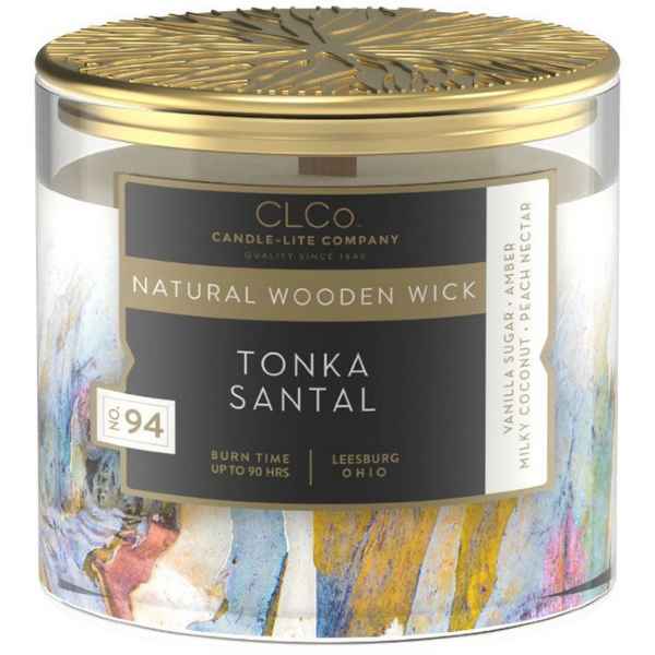 CL&Co luxe geurkaars met houten lont - 396gr. - Tonka Santal