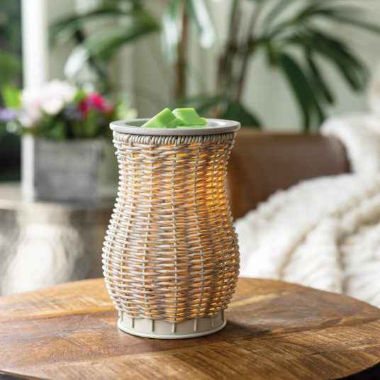 Geurlamp/waxwarmer Gray Washed Wicker