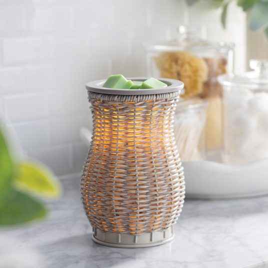 Geurlamp/waxwarmer Gray Washed Wicker