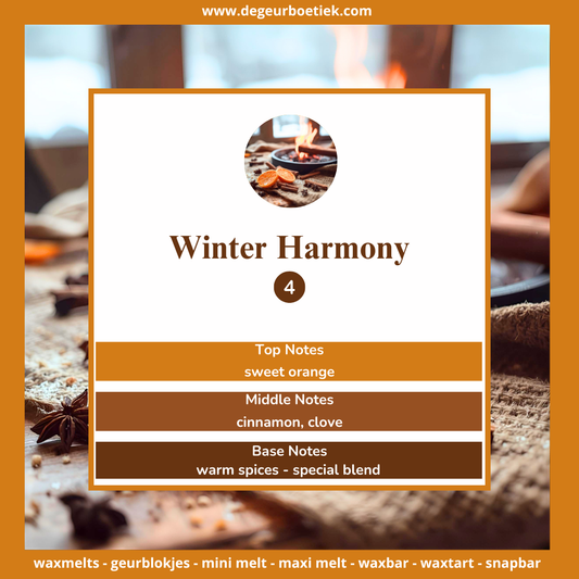 Winter Harmony waxmelts – sinaasappel, kaneel, kruidnagel & zachte specerijen – www.degeurboetiek.com